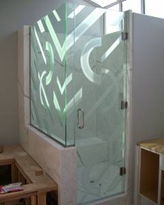 furniture-endearing-modern-bathroom-decoration-using-single-etched-glass-shower-door-including-white-marble-tile-shower-seating